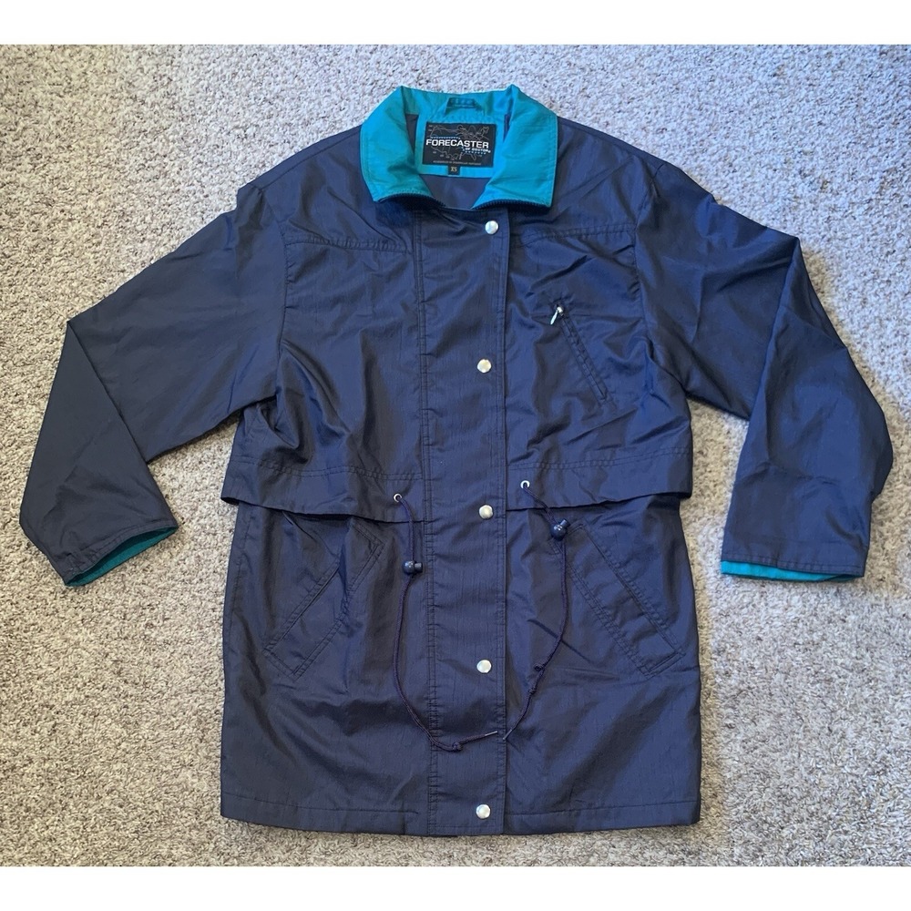 Y2K Jacket Women's Size XS Blue & Teal Pockets Hood Full Zip